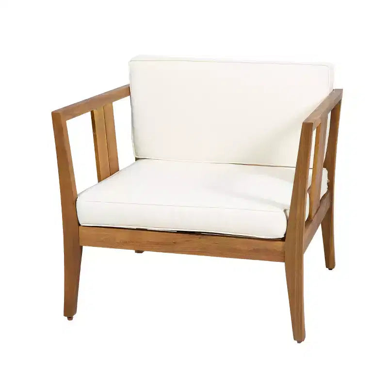 Christopher Knight Home Ted – Ensemble de conversation extérieur 4 pièces en bois d'acacia avec coussins et table basse à lattes