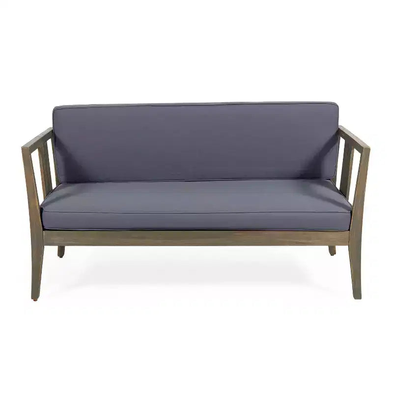 Christopher Knight Home Ted – Ensemble de conversation extérieur 4 pièces en bois d'acacia avec coussins et table basse à lattes