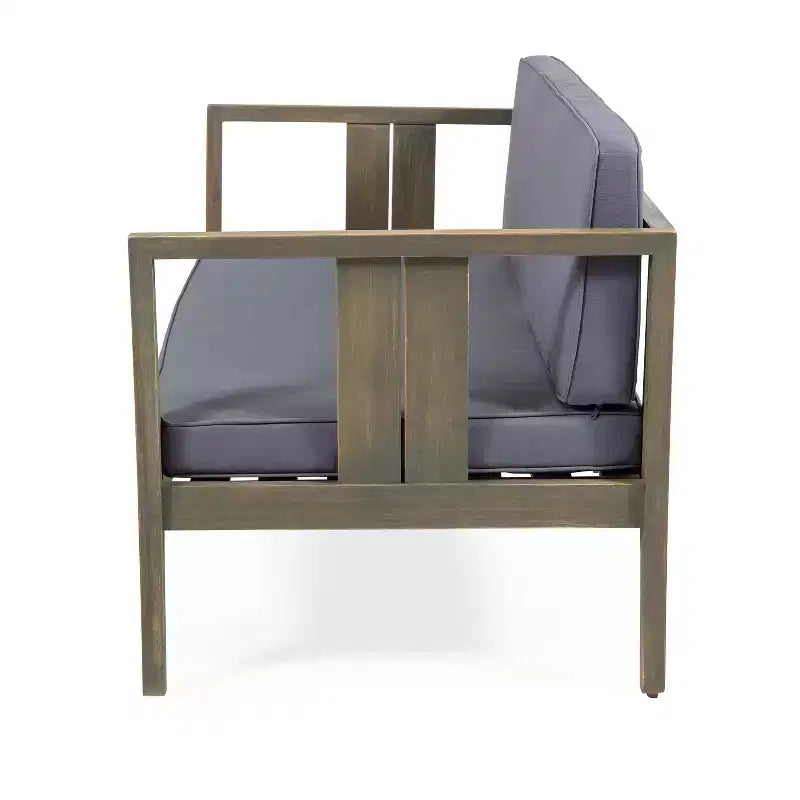 Christopher Knight Home Ted – Ensemble de conversation extérieur 4 pièces en bois d'acacia avec coussins et table basse à lattes