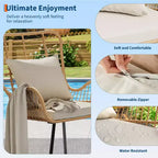 Lot de 2 chaises de patio en osier tout temps, chaises de salle à manger d'extérieur en rotin avec coussins épais et dossier haut pour porche, balcon, jardin, marron