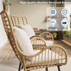 Lot de 2 chaises de patio en osier tout temps, chaises de salle à manger d'extérieur en rotin avec coussins épais et dossier haut pour porche, balcon, jardin, marron