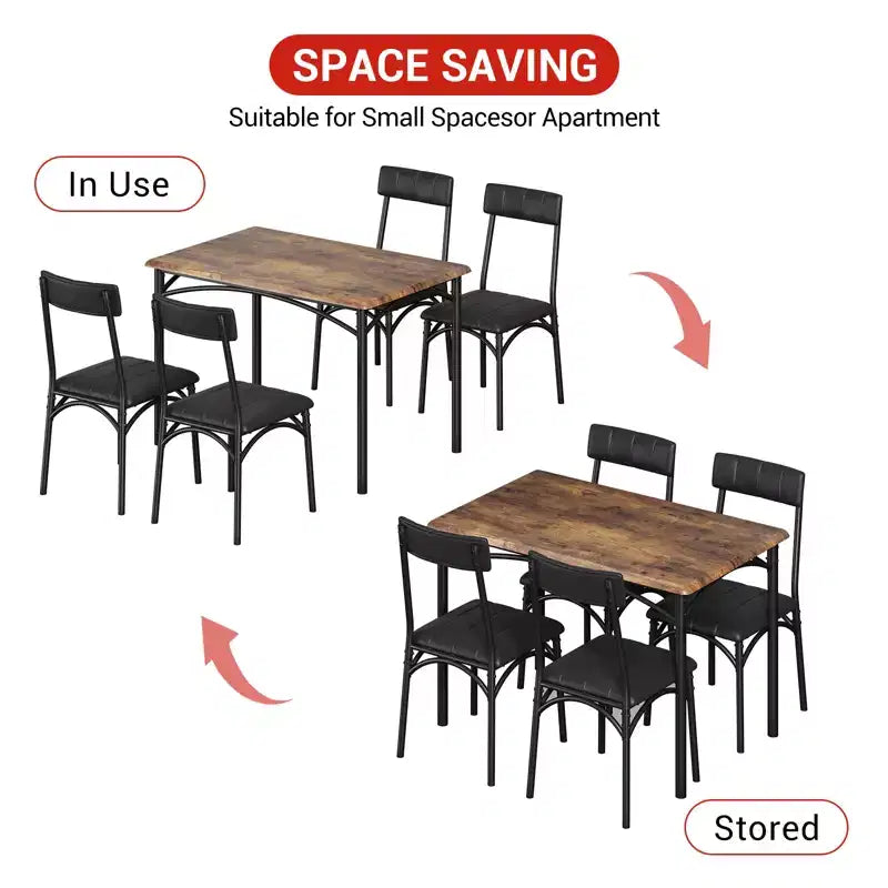 Ensemble table à manger pour 4, Table de cuisine avec chaises rembourrées, Ensemble table de salle à manger rectangulaire en bois pour petit espace, dîner, appartement, maison