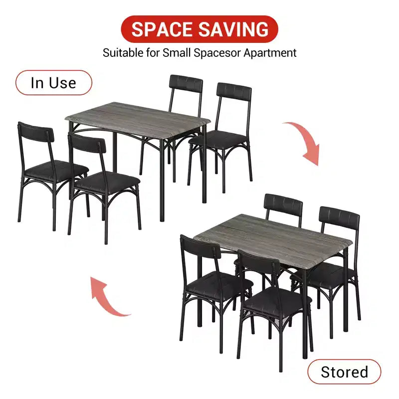 Ensemble table à manger pour 4, Table de cuisine avec chaises rembourrées, Ensemble table de salle à manger rectangulaire en bois pour petit espace, dîner, appartement, maison