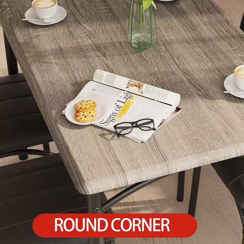Ensemble table à manger pour 4, Table de cuisine avec chaises rembourrées, Ensemble table de salle à manger rectangulaire en bois pour petit espace, dîner, appartement, maison