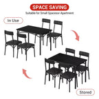 Ensemble table à manger pour 4, Table de cuisine avec chaises rembourrées, Ensemble table de salle à manger rectangulaire en bois pour petit espace, dîner, appartement, maison