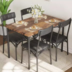 Ensemble table à manger pour 4, Table de cuisine avec chaises rembourrées, Ensemble table de salle à manger rectangulaire en bois pour petit espace, dîner, appartement, maison