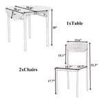 Ensemble de salle à manger rond 3 pièces Whisen avec abattant et 2 chaises - Noir et marron