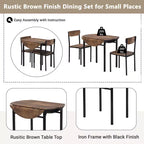 Ensemble de salle à manger rond 3 pièces Whisen avec abattant et 2 chaises - Noir et marron