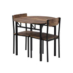 Ensemble de salle à manger rond 3 pièces Whisen avec abattant et 2 chaises - Noir et marron