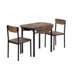 Ensemble de salle à manger rond 3 pièces Whisen avec abattant et 2 chaises - Noir et marron