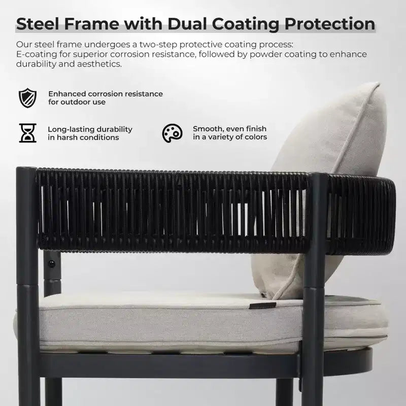 GRANDPATIO Chaise de salle à manger d'extérieur avec coussins, ensemble de 2