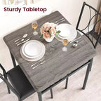 Ensemble de table à manger carrée Acekool pour 2, table de cuisine 3 pièces peu encombrante et chaises rembourrées, petit appartement