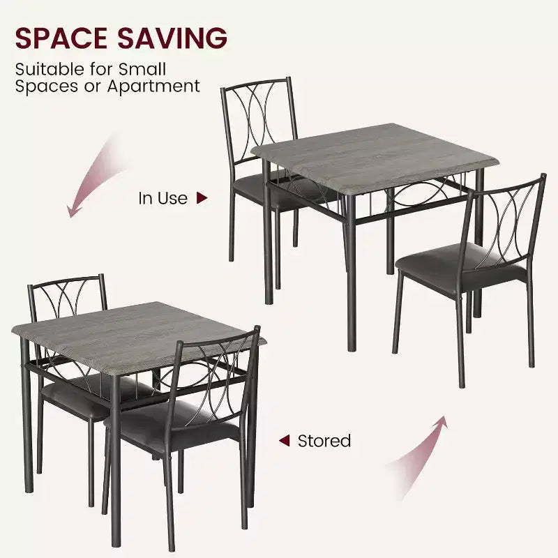 Ensemble de table à manger carrée Acekool pour 2, table de cuisine 3 pièces peu encombrante et chaises rembourrées, petit appartement