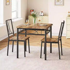 Ensemble de table à manger carrée Acekool pour 2, table de cuisine 3 pièces peu encombrante et chaises rembourrées, petit appartement