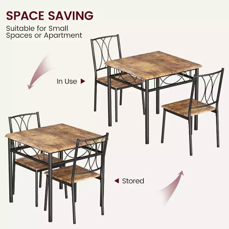 Ensemble de table à manger carrée Acekool pour 2, table de cuisine 3 pièces peu encombrante et chaises rembourrées, petit appartement