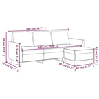 vidaXL Canapé 3 places et repose-pieds en similicuir, Noir, Design élégant, Facile à nettoyer, pour salon, salle de séjour et chambre à coucher
