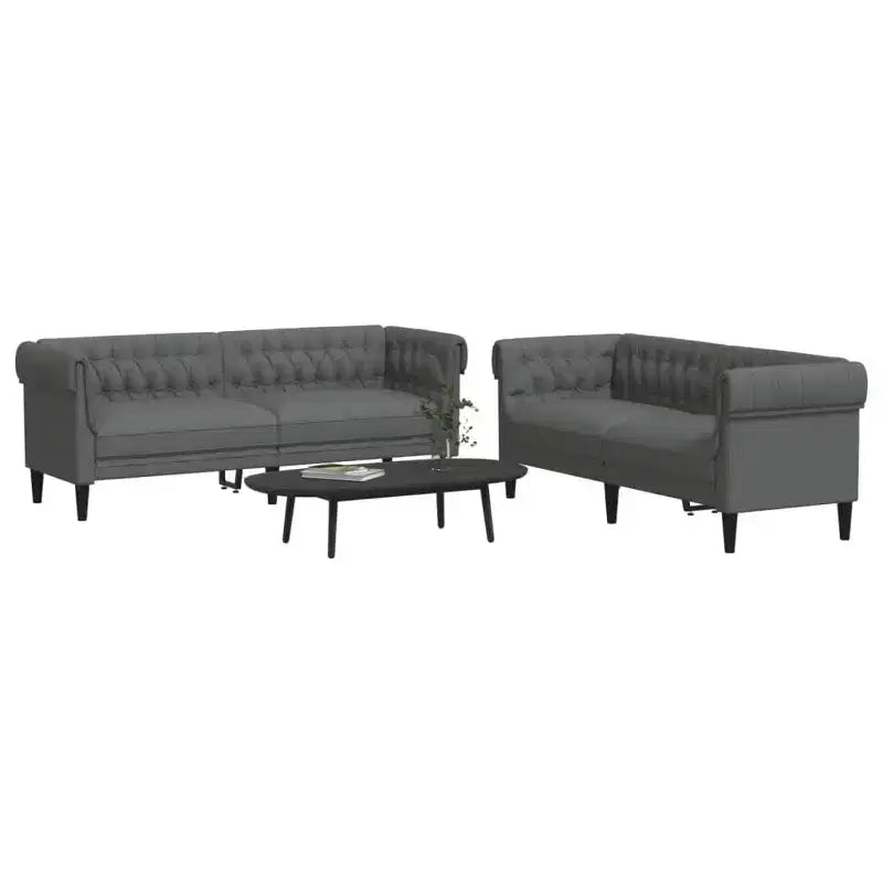 vidaXL Canapé Moderne Gris Foncé - 2 et 3 Places : Meubles de Salon, Cadre en Bois Robuste, Tissu Confortable