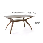 GDFStudio Megann Ensemble de salle à manger 5 pièces en tissu et bois, style moderne milieu de siècle