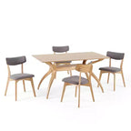 GDFStudio Megann Ensemble de salle à manger 5 pièces en tissu et bois, style moderne milieu de siècle