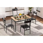 Ensemble de salle à manger 5 pièces, ensemble table de cuisine en bois avec 4 chaises rembourrées en PU, ensemble de dînette avec structure en métal industriel, marron
