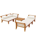 Ensemble de canapés de patio 6 pièces, salon de jardin modulaire d'extérieur, sectionnel en forme de L avec table, pouf, coussins et oreillers - ModernLuxe