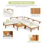 Ensemble de canapés de patio 6 pièces, salon de jardin modulaire d'extérieur, sectionnel en forme de L avec table, pouf, coussins et oreillers - ModernLuxe