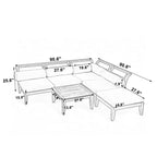 Ensemble de canapés de patio 6 pièces, salon de jardin modulaire d'extérieur, sectionnel en forme de L avec table, pouf, coussins et oreillers - ModernLuxe