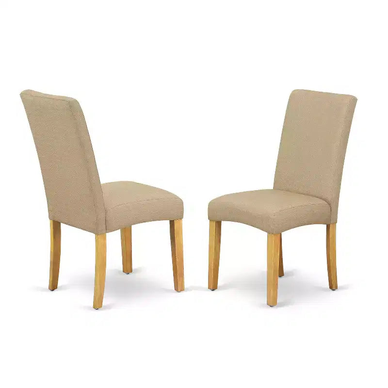 HomeStock Belmont Table de salle à manger ovale 7 pièces 42/60 avec rallonge papillon de 18 po et 6 chaises Parson avec pieds finition chêne et tissu lin - Couleur kaki foncé