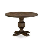 Ensemble de salle à manger HomeStock Belmont 7 pièces - Table et 6 chaises en tissu lin sable clair avec dossier haut - Fini Jacobean vieilli
