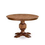 Ensemble de salle à manger 5 pièces HomeStock Belmont – Table de salle à manger à pied central et 4 chaises de salle à manger Parson dossier haut couleur sable clair – Finition noyer antique