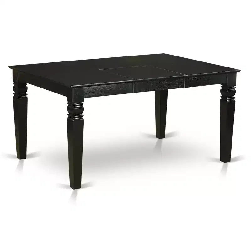 HomeStock Belmont Ensemble de salle à manger 7 pièces comprenant une table de cuisine rectangulaire avec rallonge papillon et 6 chaises rembourrées, noir