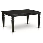 HomeStock Belmont Ensemble de salle à manger 7 pièces comprenant une table de cuisine rectangulaire avec rallonge papillon et 6 chaises rembourrées, noir
