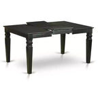 HomeStock Belmont Ensemble de salle à manger 7 pièces comprenant une table de cuisine rectangulaire avec rallonge papillon et 6 chaises rembourrées, noir