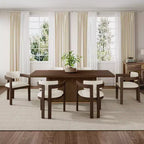 Christopher Knight Home Evangeline Contemporary 7 Piece Rubberwood Upholstered Dining Set with Oversized Rectangular Table