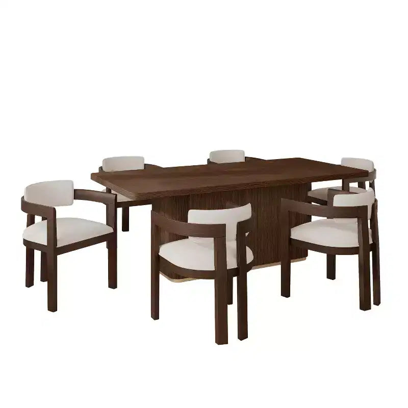 Ensemble de salle à manger contemporain 7 pièces Christopher Knight Home Evangeline en hévéa rembourré avec table rectangulaire surdimensionnée