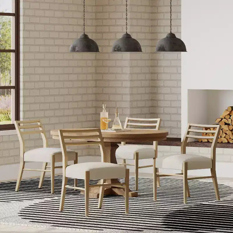 GDFStudio Alachua Ensemble de salle à manger 5 pièces extensible en bois et tissu de style campagnard