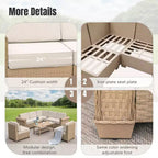 Captiva Designs – Salon de jardin sectionnel grand format en osier avec coussins
