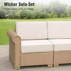 Captiva Designs – Salon de jardin sectionnel grand format en osier avec coussins