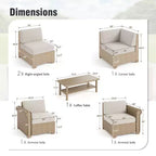 Captiva Designs – Salon de jardin sectionnel grand format en osier avec coussins