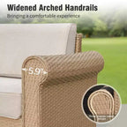 Captiva Designs – Salon de jardin sectionnel grand format en osier avec coussins