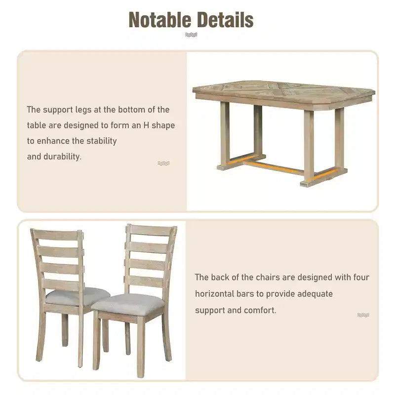 Ensemble de salle à manger 6 places avec plateau de table effet bois, ensemble de table de cuisine avec chaises et banc