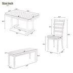 Ensemble de salle à manger 6 places avec plateau de table effet bois, ensemble de table de cuisine avec chaises et banc