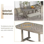 Ensemble de salle à manger 6 places avec plateau de table effet bois, ensemble de table de cuisine avec chaises et banc