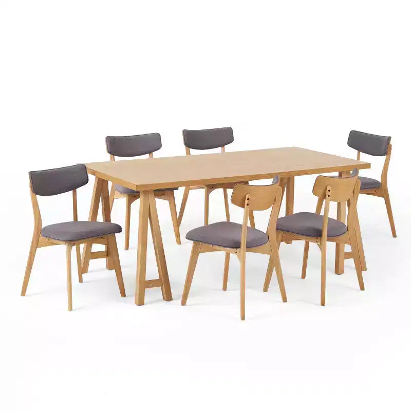 Ensemble de salle à manger 7 pièces Christopher Knight Home Chazz de style moderne du milieu du siècle en tissu rembourré