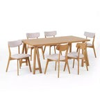 Ensemble de salle à manger 7 pièces Christopher Knight Home Chazz de style moderne du milieu du siècle en tissu rembourré