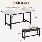 Ensemble Table à Manger Extensible de Ferme pour 4/6 Personnes, Grand Ensemble de Table à Manger avec Deux Bancs Rembourrés, pour Maison, Salle à Manger Marbre Blanc