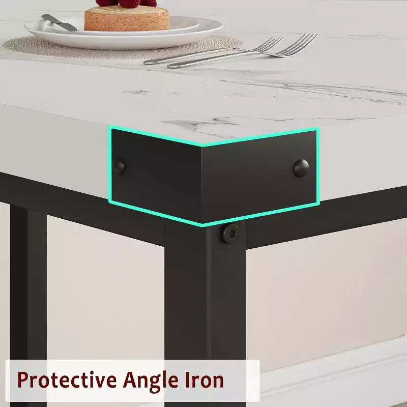 Ensemble Table à Manger Extensible de Ferme pour 4/6 Personnes, Grand Ensemble de Table à Manger avec Deux Bancs Rembourrés, pour Maison, Salle à Manger Marbre Blanc