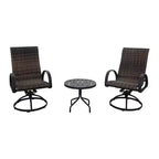 Courtyard Casual Santa Fe 3 pc Wicker Swivel Rocker Set Includes one 20 End Table and two Wicker Swivel Rockers