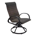 Courtyard Casual Santa Fe – Ensemble de 3 pièces en osier avec fauteuils à bascule pivotants – Comprend une table d'appoint de 20 po et deux fauteuils à bascule pivotants en osier