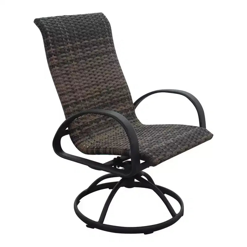 Courtyard Casual Santa Fe – Ensemble de 3 pièces en osier avec fauteuils à bascule pivotants – Comprend une table d'appoint de 20 po et deux fauteuils à bascule pivotants en osier